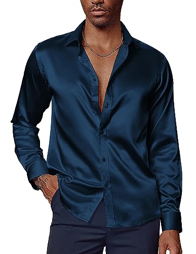 Herren Hemd Langarm Disco Outfit Herren Seidensticker Hemd Button Down Regular Fit XL Dunkelblau 521-2 von PaulJones