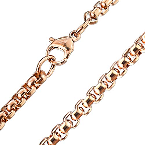 Paula & Fritz® Edelstahl Hals-Kette Damen Rose 2,5-mm Breit 480-mm Lang ca 5-Gramm Herren-Kette Hals-Schmuck Vierkant-Ankerkette Frauen Männer-Ketten von Paula & Fritz