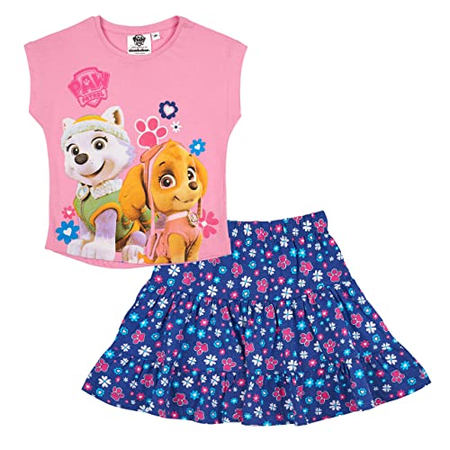 Paw Patrol - Helfer auf vier Pfoten Rock und T-Shirt Mädchen Set (Rosa-Blau, 110) von Paw Patrol - Helfer auf vier Pfoten