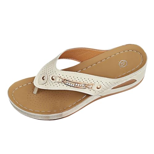 2024 Neu Flip-Flops, Einfarbig Flip Flops Elegant Lässige Zehensandalen Breite Füße Sommerschuhe Flipflopssandalen Open Toe Bequem Sandalen Zehentrenner Leichte Schicke Damen Schuhe Flip-Flops von Pdakieyxnd