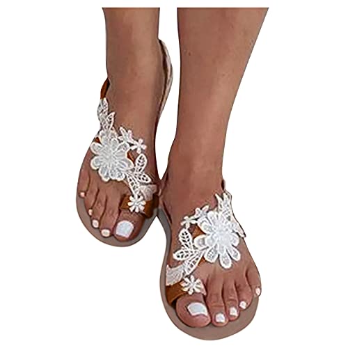 Pdakieyxnd 2024 Neu Flip-Flops Elegant Frauen Flip-Flops Zehensandalen Strand Bequem Leichte Flip Flops Zehentrenner Rutschfest Flach Sommer Flipflopssandalen Offene Schuhe von Pdakieyxnd