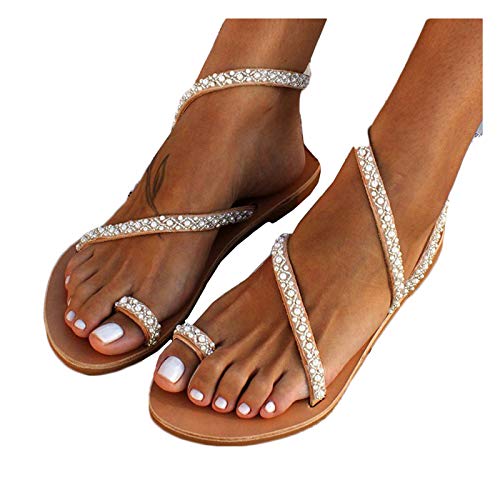 Pdakieyxnd Damen Gladiator Sandalen Barfuß Römersandalen Römische Mit Verstellbarer Mit Reißverschluss Sandalen Sandals Gladiator Leichte Sommer Riemchensandale Schicke Sandaletten Sandalen & Slides von Pdakieyxnd