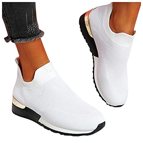 Pdakieyxnd Sneaker Damen Turnschuhe Slip On Turnschuhe Dicke Sohlen Höhe Erhöhung Sneaker Atmungsaktiv Ohne Schnürsenkel Sportschuhe Jogging Glatte Sohle Laufschuhe Fitness Halbschuhe Schuhe von Pdakieyxnd