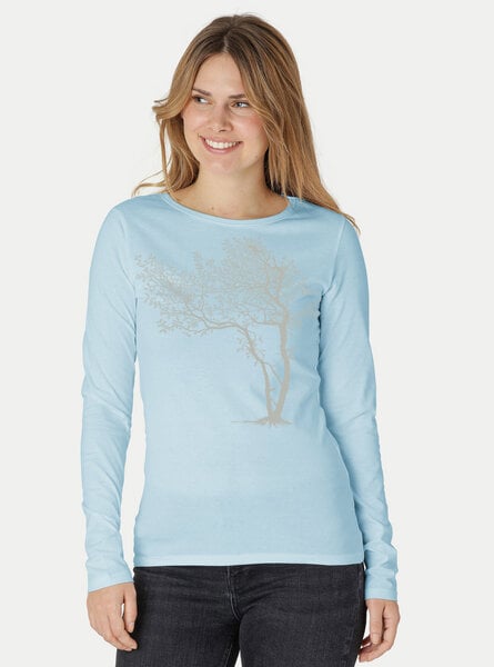 Peaces.bio - handbedruckte Biomode Bio-Damen-Langarmshirt "Fancy Tree" von Peaces.bio - handbedruckte Biomode