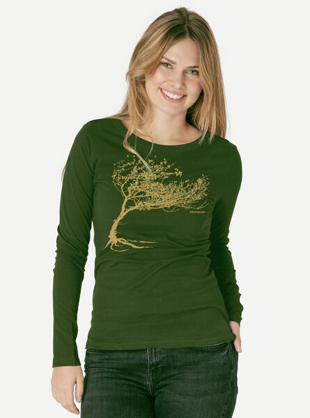 Peaces.bio - handbedruckte Biomode Bio-Damen-Langarmshirt Windy Tree von Peaces.bio - handbedruckte Biomode