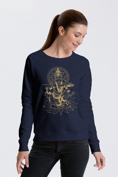 Peaces.bio - handbedruckte Biomode Bio Damen-Sweatshirt Ganesha von Peaces.bio - handbedruckte Biomode