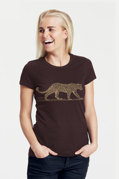 Peaces.bio - handbedruckte Biomode Bio-Damen-T-Shirt "Leopard" von Peaces.bio - handbedruckte Biomode