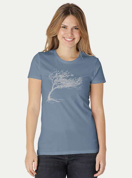 Peaces.bio - handbedruckte Biomode Bio-Damen-T-Shirt "Windy Tree" von Peaces.bio - handbedruckte Biomode