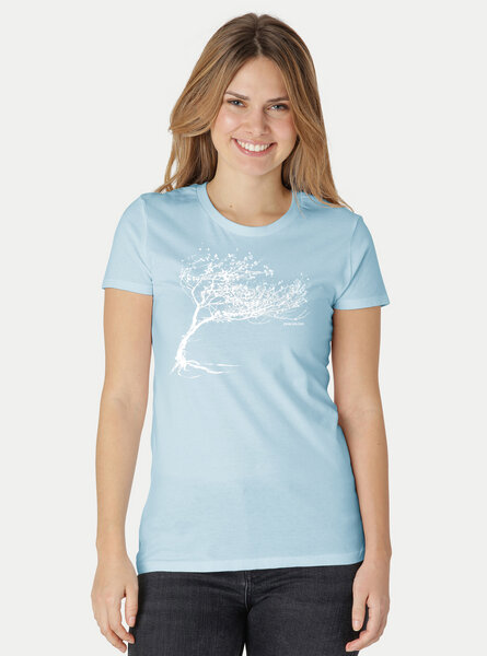 Peaces.bio - handbedruckte Biomode Bio-Damen-T-Shirt "Windy Tree" von Peaces.bio - handbedruckte Biomode