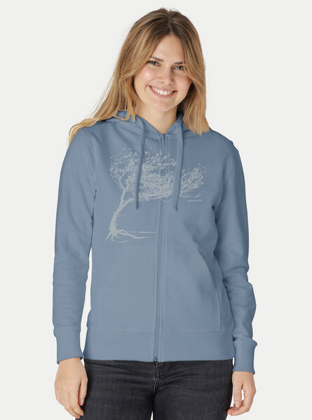 Peaces.bio - handbedruckte Biomode Bio Damen-Zip-Hoodie Windy Tree von Peaces.bio - handbedruckte Biomode