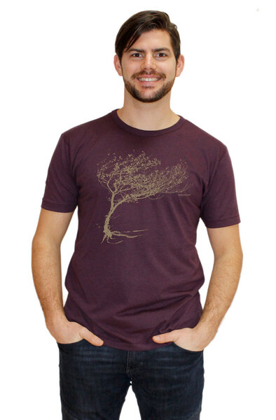 Peaces.bio - handbedruckte Biomode Bio-Herren-Bambus-Viskose-T-Shirt "Windy Tree" von Peaces.bio - handbedruckte Biomode