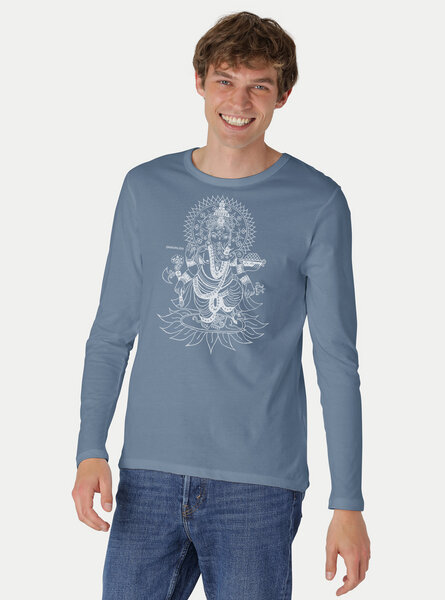 Peaces.bio - handbedruckte Biomode Bio-Herren-Langarmshirt Ganesha von Peaces.bio - handbedruckte Biomode