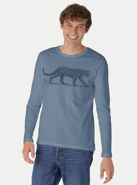 Peaces.bio - handbedruckte Biomode Bio-Herren-Langarmshirt "Leopard" von Peaces.bio - handbedruckte Biomode