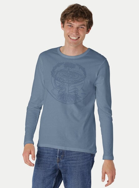 Peaces.bio - handbedruckte Biomode Bio-Herren-Langarmshirt "Weltenesche" von Peaces.bio - handbedruckte Biomode