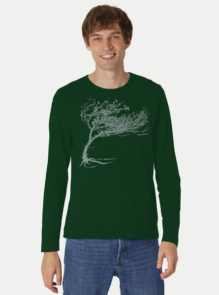 Peaces.bio - handbedruckte Biomode Bio-Herren-Langarmshirt "Windy Tree" von Peaces.bio - handbedruckte Biomode