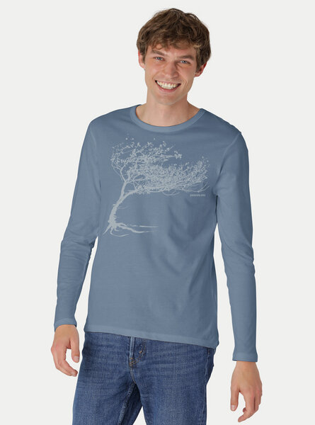 Peaces.bio - handbedruckte Biomode Bio-Herren-Langarmshirt "Windy Tree" von Peaces.bio - handbedruckte Biomode