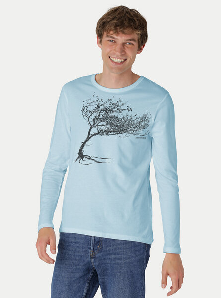 Peaces.bio - handbedruckte Biomode Bio-Herren-Langarmshirt "Windy Tree" von Peaces.bio - handbedruckte Biomode