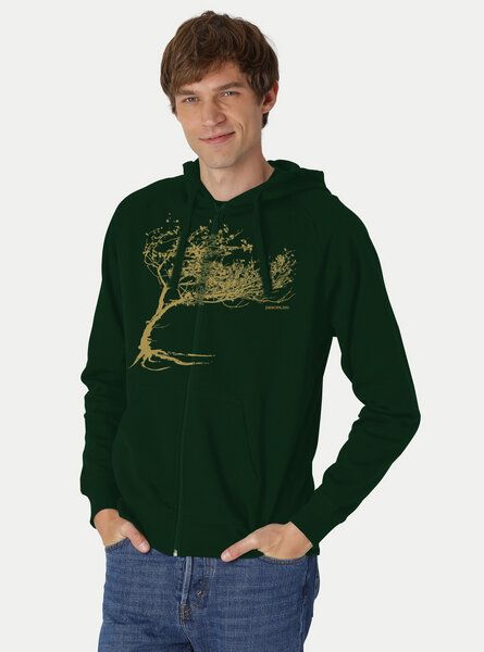 Peaces.bio - handbedruckte Biomode Bio Herren-Zip-Hoodie Windy Tree von Peaces.bio - handbedruckte Biomode