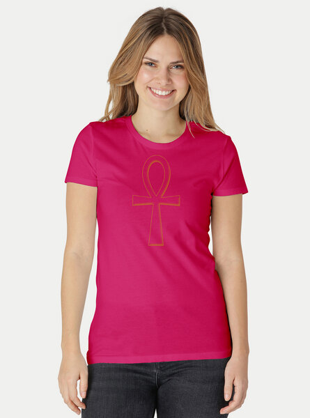 Peaces.bio - handbedruckte Biomode Damen Fit T-Shirt Ankh von Peaces.bio - handbedruckte Biomode