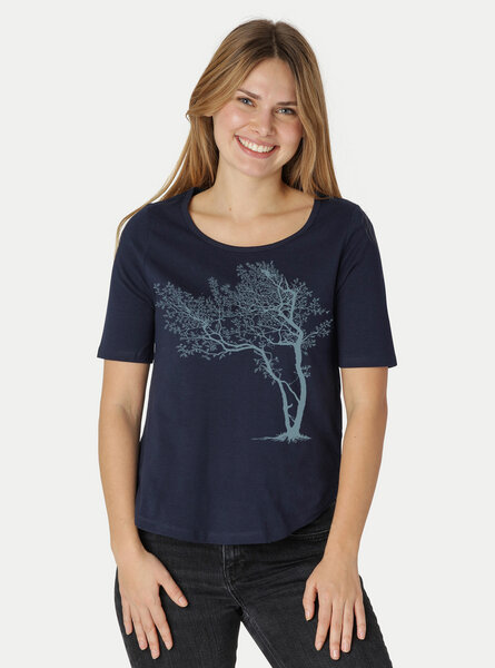 Peaces.bio - handbedruckte Biomode Damen Halbarm-Shirt Fancy Tree von Peaces.bio - handbedruckte Biomode