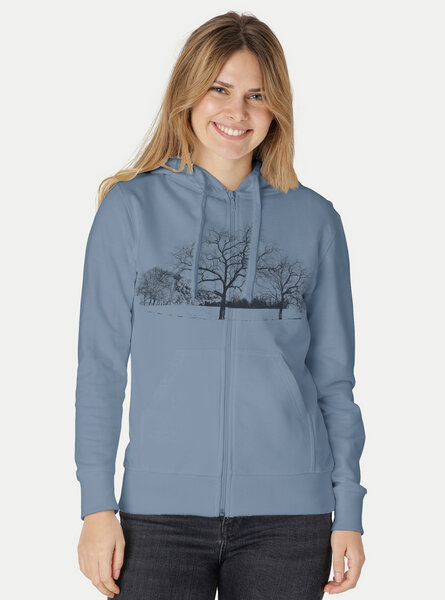 Peaces.bio - handbedruckte Biomode Zip-Hoodie Landscape Damen von Peaces.bio - handbedruckte Biomode