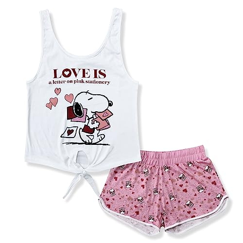 Snoopy Damen Kurz Pyjama Schlafanzug (Weiß,S) von Peanuts