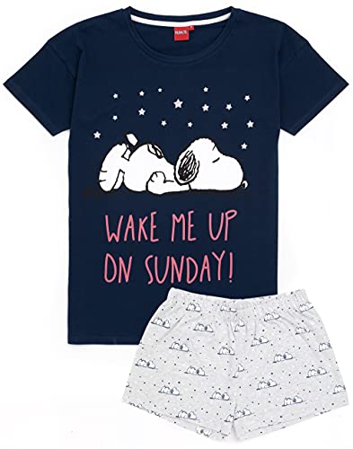 Snoopy Pyjamas Ladies Damen Top Long- oder Kurze Bottoms-Optionen Navy PJs von Peanuts
