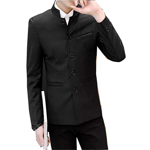 Chinesische Tunika für Herren, Mandarinenkragen, formelle Jacke, schmale Passform, Knopfleiste vorne, Blazer, traditionelle Uniform, Bräutigam Kleid - Schwarz - L Chinesische Tunika für Herren, Mandarinenkragen, formelle Jacke, schmale Passform, Knopfleiste vorne, Blazer, traditionelle Uniform, Bräutigam Kleid - Schwarz - L von Pearl's