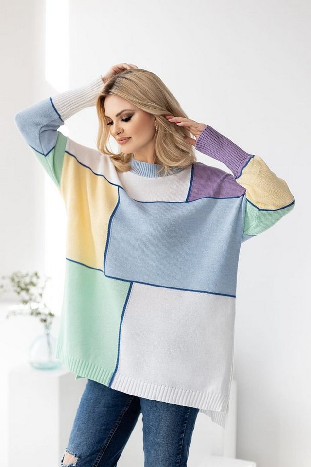 PeeKaBoo Rundhalspullover Damenpullover bunt gemustert von PeeKaBoo