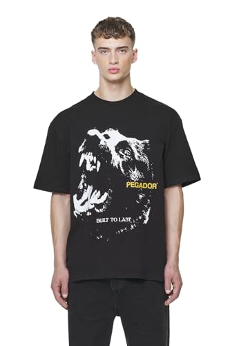 Pegador Herren T-Shirt Nether Oversized Vintage Washed Onyx (DE/NL/SE/PL, Alphanumerisch, L, Regular, Regular, Black) von Pegador