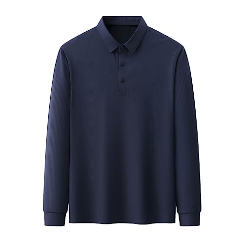 Einfarbiges Seiden-Poloshirt Für Herren Frühling Klassisches Langarm-T-Shirt Business-Casual-Tops von Pegsmio