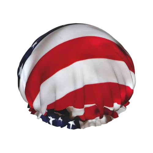 American Flag1 Women Luxury Shower Cap, Double ProtectionElastic, Reusable Adjustable Shower Bonnet von Peiyeety