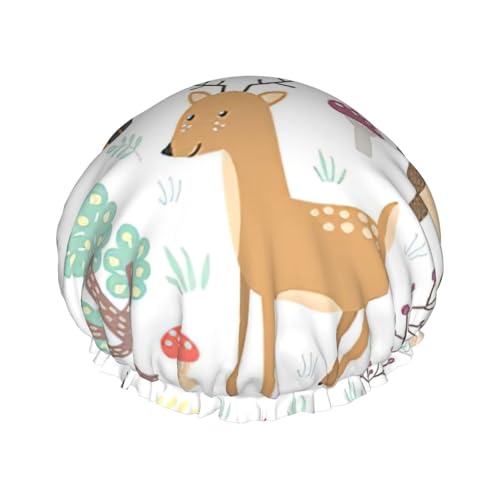 Animals Print Shower CapSoft,Reusable, Double WaterproofBath Hat Women,Breathable, von Peiyeety