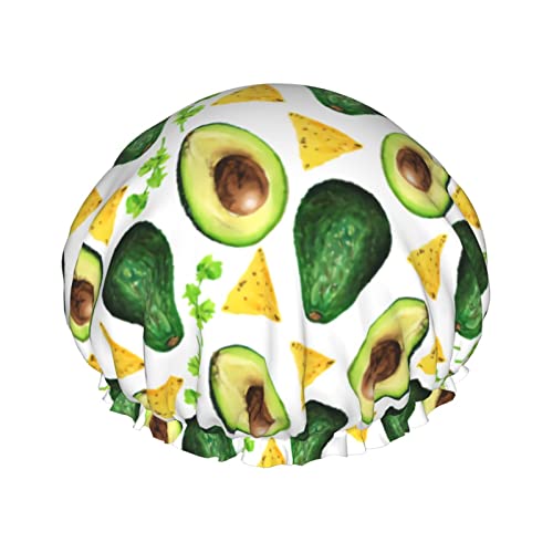 Avocado-Duschhaube für Damen, verstellbar, doppelt wasserdicht, Bade-Duschhut, Haarschutz, wiederverwendbar, Damen-Spa-Salon-Duschhut von Peiyeety