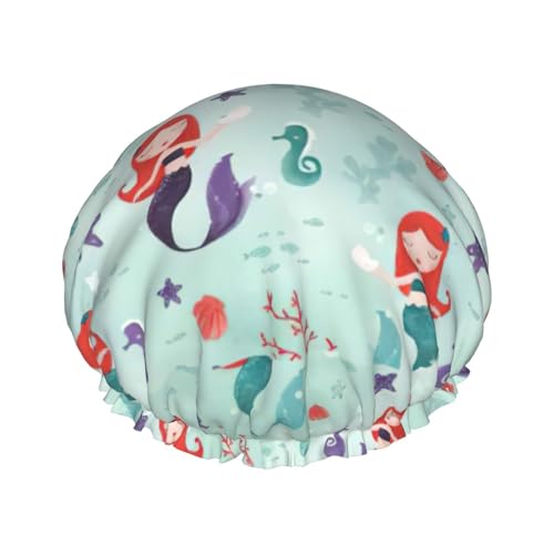 Beautiful mermaid Print Soft Shower Cap for Women, Reusable Environmental Protection Hair Bath Caps von Peiyeety