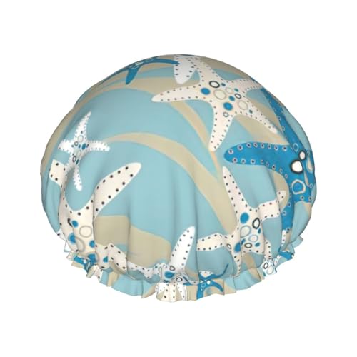 Beautiful starfish Print Soft Shower Cap for Women, Reusable Environmental Protection Hair Bath Caps von Peiyeety