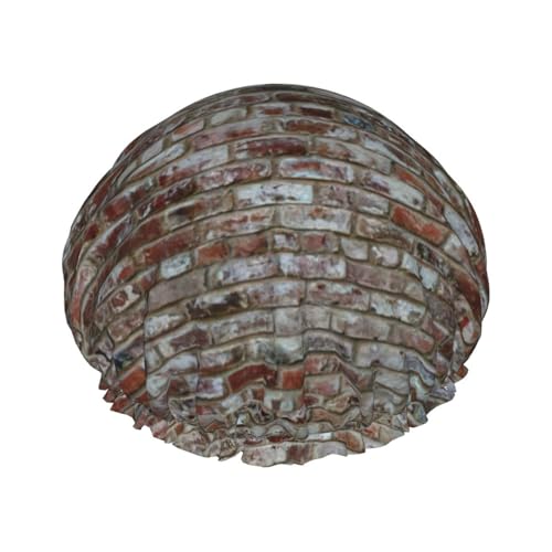 Brick Red Stone Print Shower CapSoft,Reusable, Double WaterproofBath Hat Women,Breathable, von Peiyeety