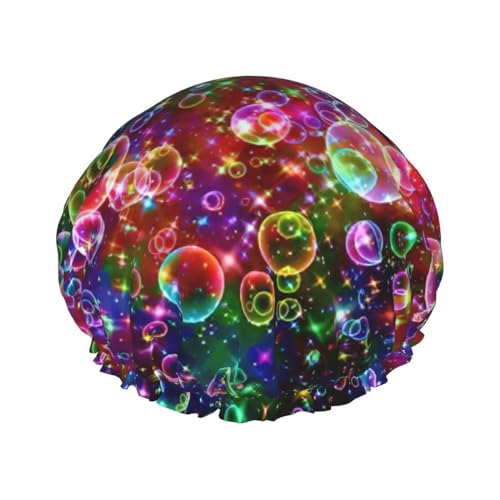 Colorful Rainbow Stars Print Soft Shower Cap for Women, Reusable Environmental Protection Hair Bath Caps von Peiyeety