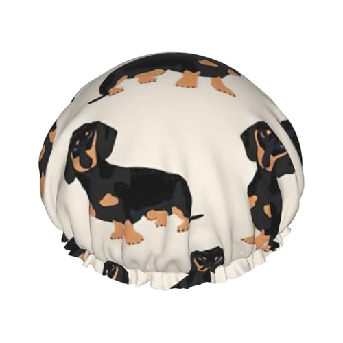 Dachshund Dog Print Shower CapSoft,Reusable, Double WaterproofBath Hat Women,Breathable, von Peiyeety