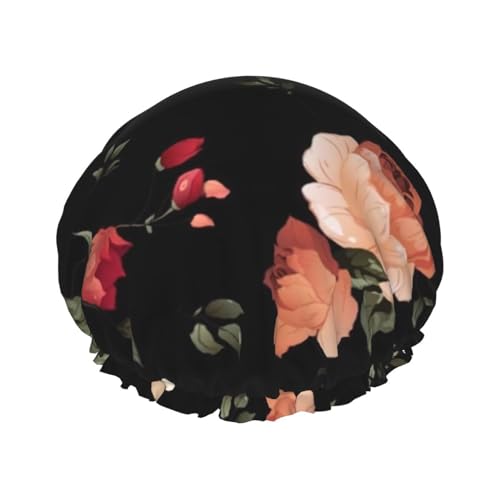 Flowers (2) Print Shower Cap for Women Waterproof - Reusable | Hair Cap for Bathing | Double Layer Hat von Peiyeety