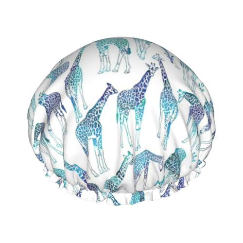 Giraffe pattern Print Shower CapSoft,Reusable, Double WaterproofBath Hat Women,Breathable, von Peiyeety