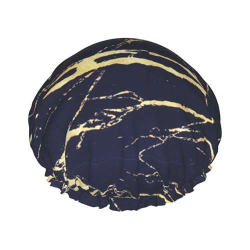 Marble. (2) Print Shower Cap for Women Waterproof - Reusable | Hair Cap for Bathing | Double Layer Hat von Peiyeety