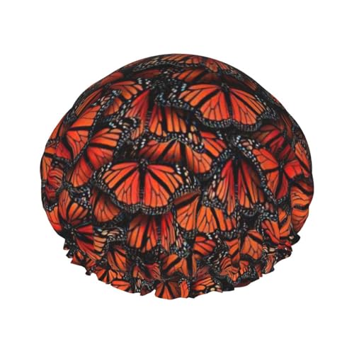 Monarch butterflies Print Shower CapSoft,Reusable, Double WaterproofBath Hat Women,Breathable, von Peiyeety