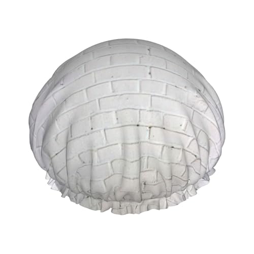 Old White Brick Wall Print Shower CapSoft,Reusable, Double WaterproofBath Hat Women,Breathable, von Peiyeety