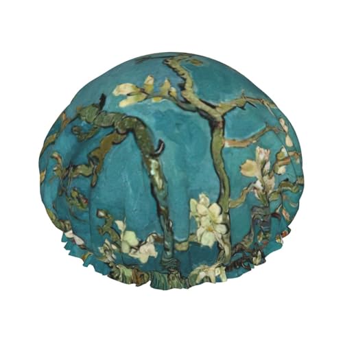 Painting Almond Blossoms Print Soft Shower Cap for Women, Reusable Environmental Protection Hair Bath Caps von Peiyeety