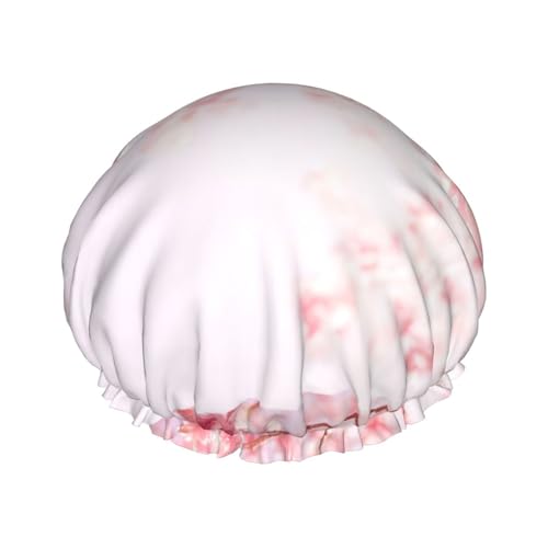 Pink Cherry Print Soft Shower Cap for Women, Reusable Environmental Protection Hair Bath Caps von Peiyeety