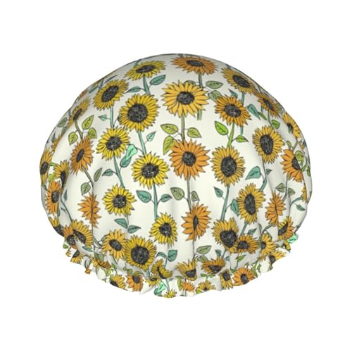 Romantic Sunflowers Women Luxury Shower Cap, Double ProtectionElastic, Reusable Adjustable Shower Bonnet von Peiyeety