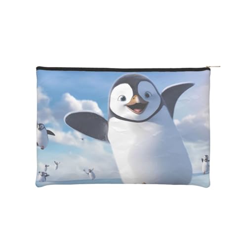 Wiederverwendbare Kosmetiktasche aus Papier, Wasserabweisende Kosmetiktasche, Make-up-Beutel für Damen, Reise-Organizer-Tasche/Happy Penguin von Peiyeety