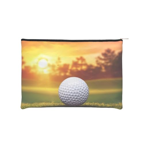 Wiederverwendbare Kosmetiktasche aus Papier, wasserabweisend, Kosmetiktasche für Damen, Make-up-Beutel, Reiseveranstalter-Tasche/Sport-Golfball-Sonnenuntergangsbaum von Peiyeety