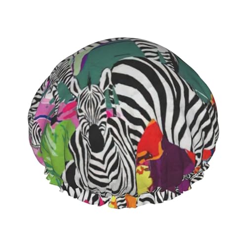 Zebra Print Shower CapSoft,Reusable, Double WaterproofBath Hat Women,Breathable, von Peiyeety